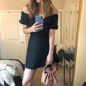 Black off the shoulder fit & flare dress